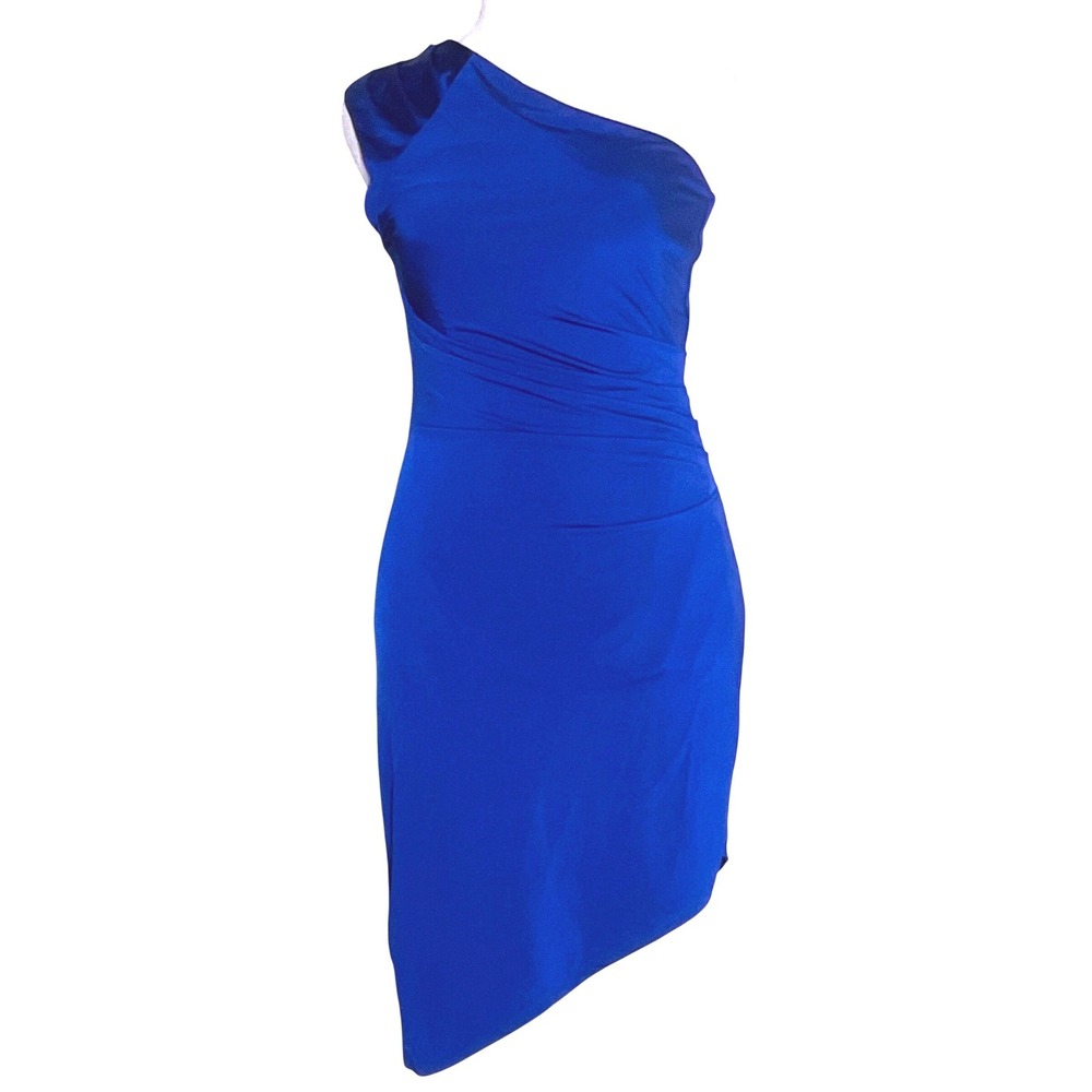 ARDEN B women's royal blue bodycon one shoulder mini dress Silky party formal S
